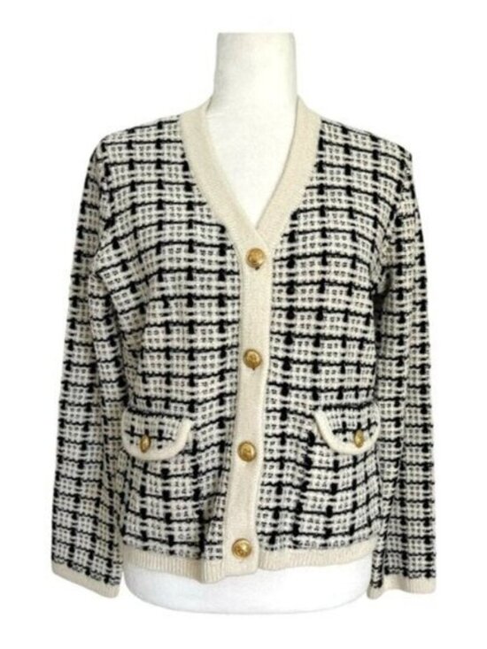 Marled Sweaters - Marled Chic Black and White Checkered Cardigan